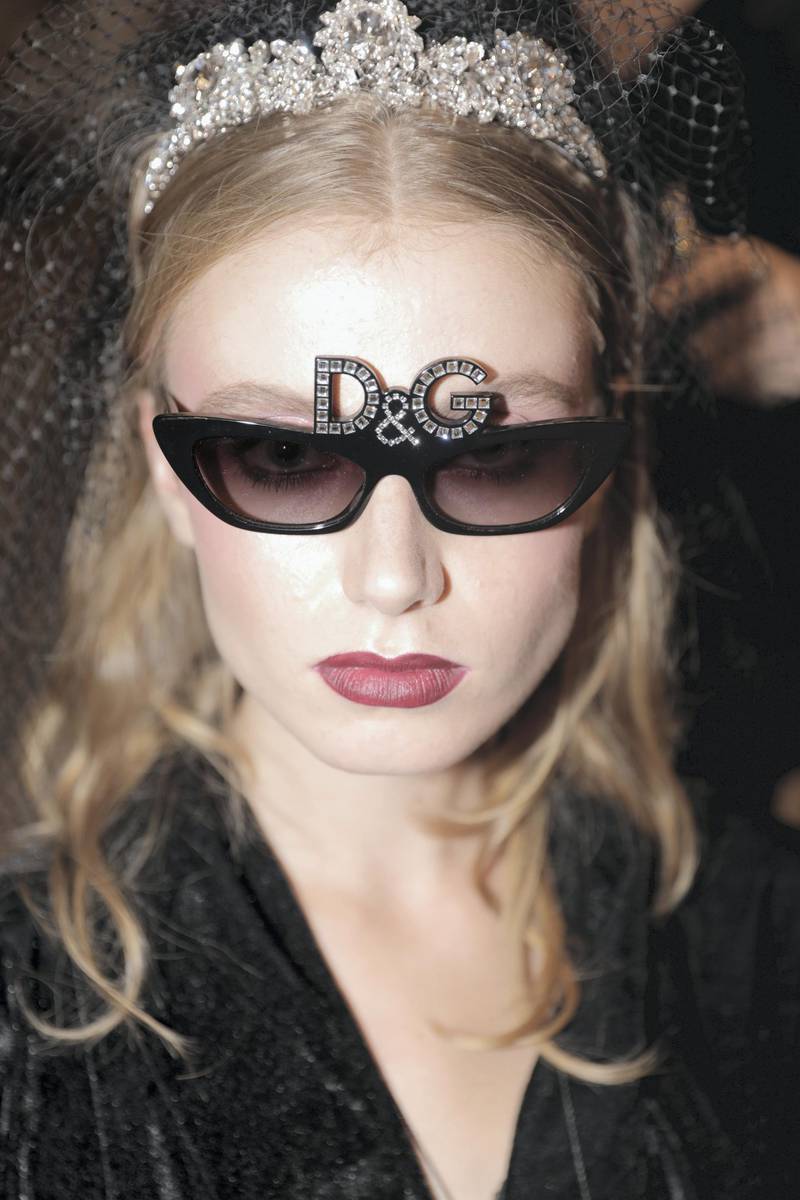Bejewelled tiaras were paired with heavily branded sunglasses. Courtesy Dolce & Gabbana