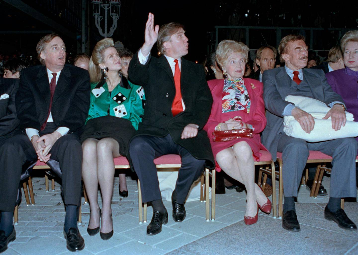 Donald Trump and family in the 90's. Left to right: late brother Robert Trump, former sister-in-law Blaine, Donald Trump, parents Mary and Fred, sister Marianne Trump Barry, retired U.S. federal judge.  APs