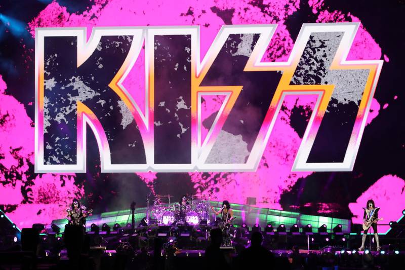 DUBAI, UNITED ARAB EMIRATES , December 31 – 2020 :- Members of the rock band Kiss performing during the New Year’s Eve at the Atlantis hotel on Palm Jumeirah in Dubai. ( Pawan Singh / The National ) For News/Standalone/Online/Instagram. Story by Saeed