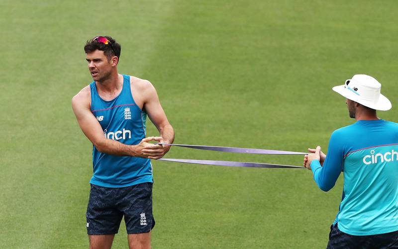 James Anderson during an England training session at The Gabba, Brisbane. PA