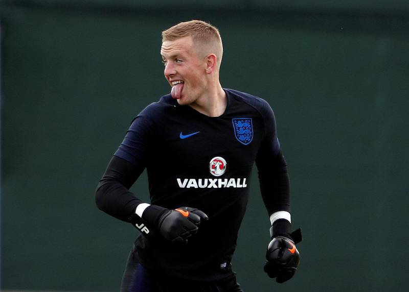 England's Jordan Pickford during training REUTERS / Lee Smith