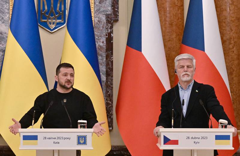 Der tschechische Präsident Petr Pavel (rechts) besuchte letzten Monat den ukrainischen Präsidenten Wolodymyr Selenskyj in Kiew.  AFP 