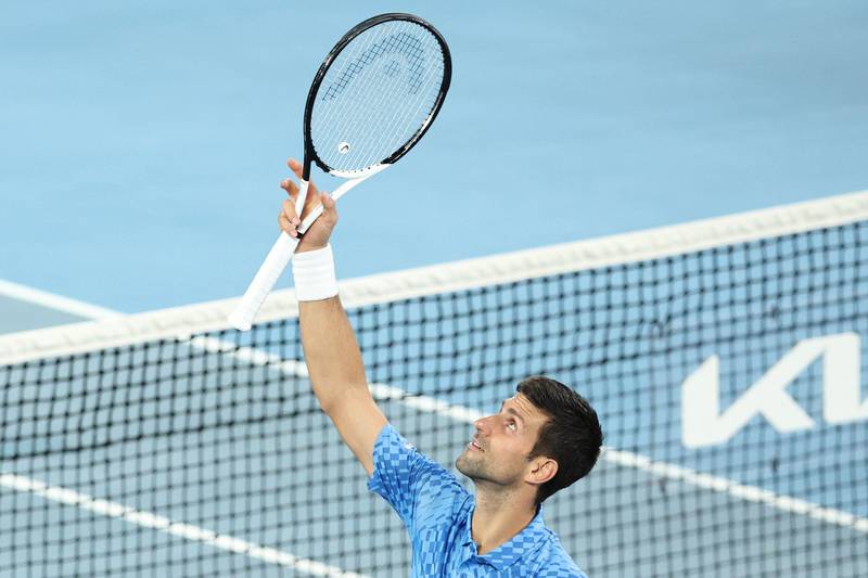 Novak Djokovic celebrates after winning against Roberto Carballes Baena. AFP