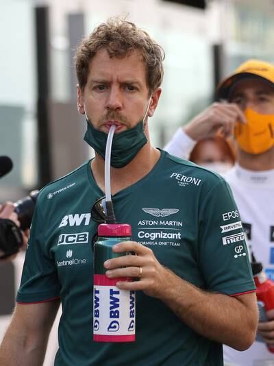 Aston Martin's Sebastian Vettel before the race. Reuters