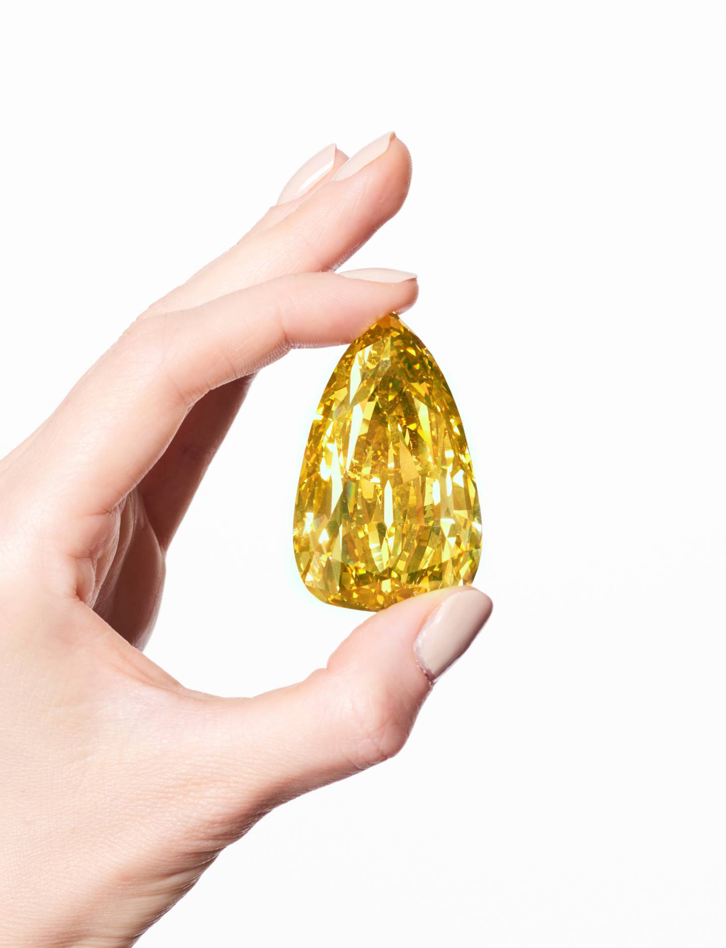 On display in Dubai, the Golden Canary is the largest flawless diamond in the world. Photo: Sotheby's