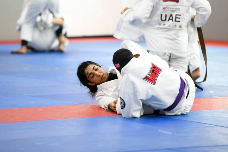 Shamma Al Kalbani trains with her teammates for the Asian Jiu-Jitsu Championship.