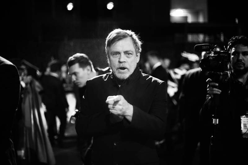 HOLLYWOOD, CALIFORNIA - DECEMBER 16: (EDITORS NOTE: Image has been converted to black and white.) Mark Hamill attends the Premiere of Disney's "Star Wars: The Rise Of Skywalker" on December 16, 2019 in Hollywood, California.   Rich Fury/Getty Images/AFP