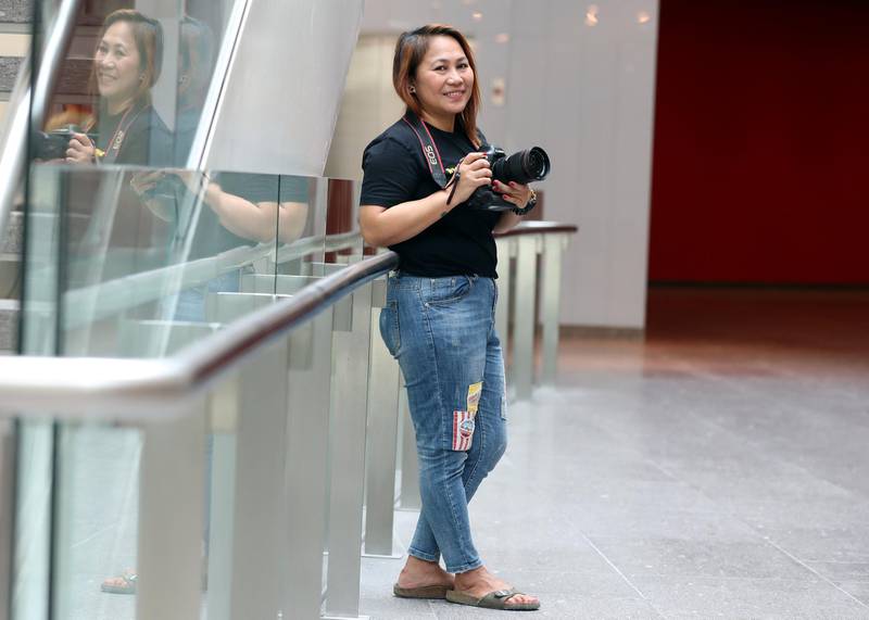 Abu Dhabi, United Arab Emirates - June 27, 2019: Brendalle Belaza is a nanny who discovered her talents as a photographer through NYUAD workshops. Thursday the 27th of June 2019. NYUAD, Abu Dhabi. Chris Whiteoak / The National