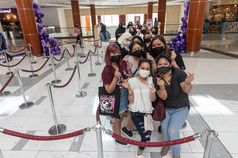 Fans of record-breaking K-pop group BTS queued up at the opening of the official BTS Pop-Up: Space of BTS shop in BurJuman mall in Dubai. All photos: Antonie Robertson / The National
