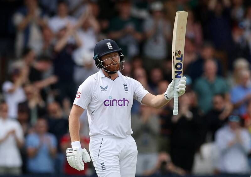 England's Jonny Bairstow celebrates after reaching 150. Reuters