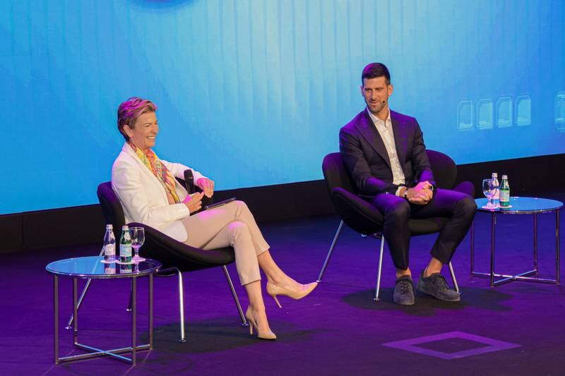 Djokovic with Anderson. The tennis ace is currently ranked world No 2 in the singles category by the ATP. Photo: Dubai Future Foundation
