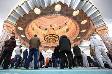 People pray at a mosque in Frankfurt am Main, Germany. Getty Images