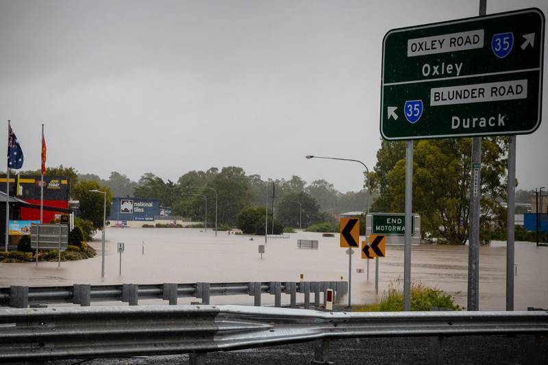 Floods inundate roads in Rocklea, Brisbane. AFP
