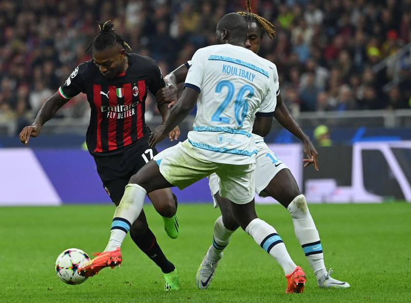 Rafael Leao 6: Milan’s key threat barely had a touch in first half but showed his quality when he surged past two Chelsea player to provide chance for Dest after break. Disappointing night again for Portuguese attacker. AFP