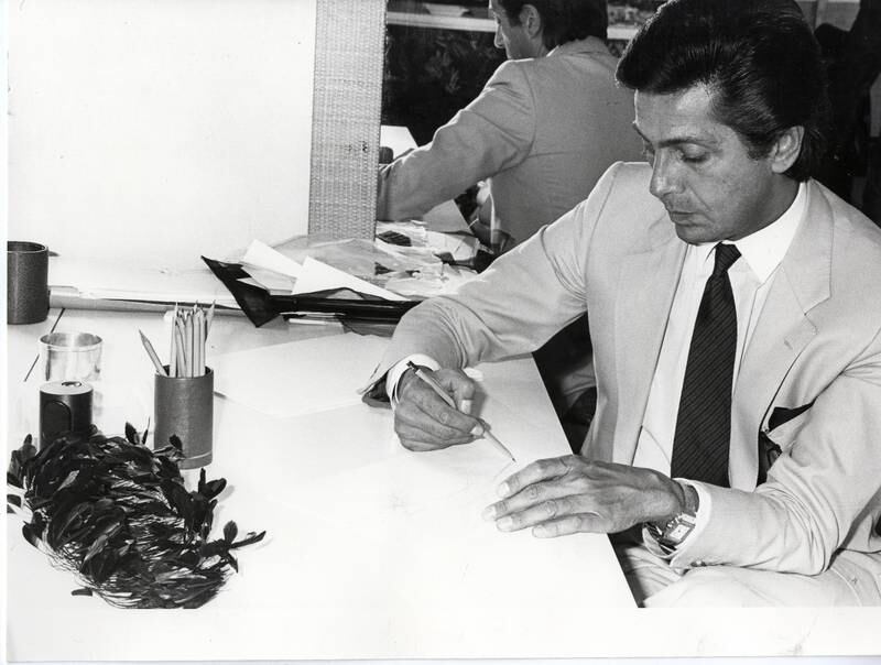 Garavani sketching in his office.