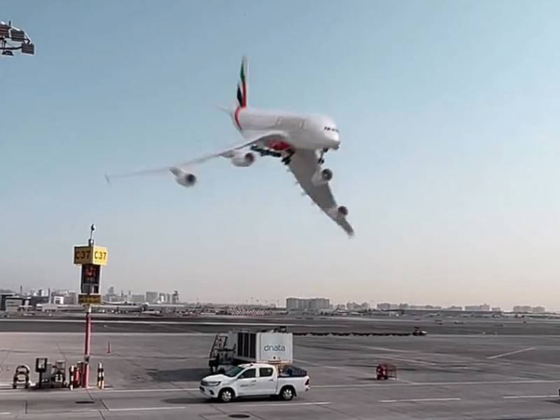 A still from Mostafa Eldiasty's playful Emirates video. Photo: Instagram / @100.pixels