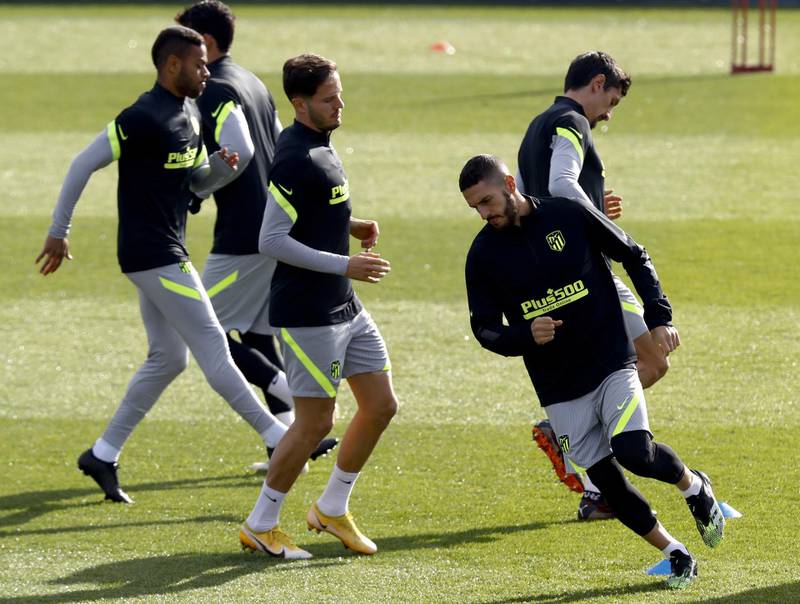 Atletico players during training. EPA