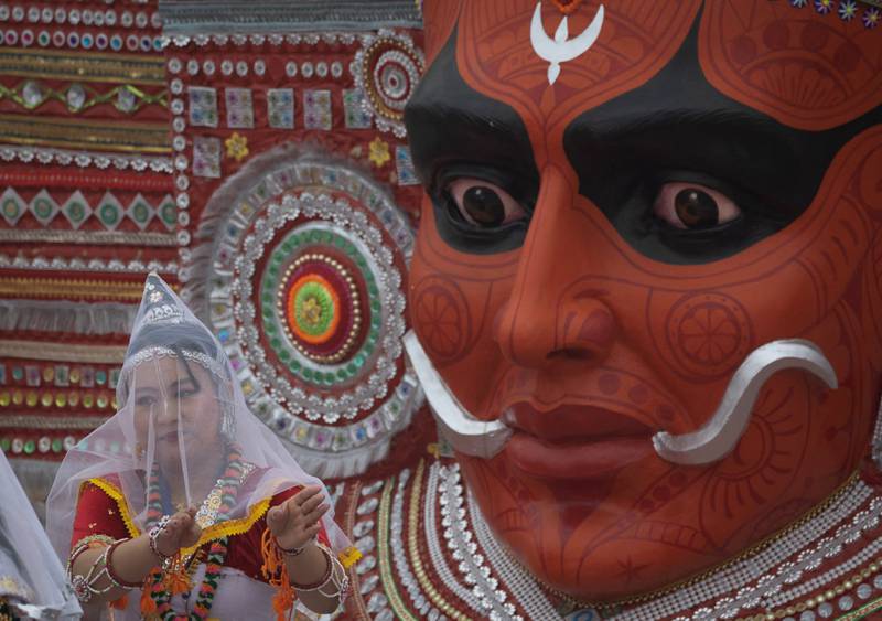 Dancers put on performances on the theme 'Nari Shakti', which means women's empowerment. Reuters