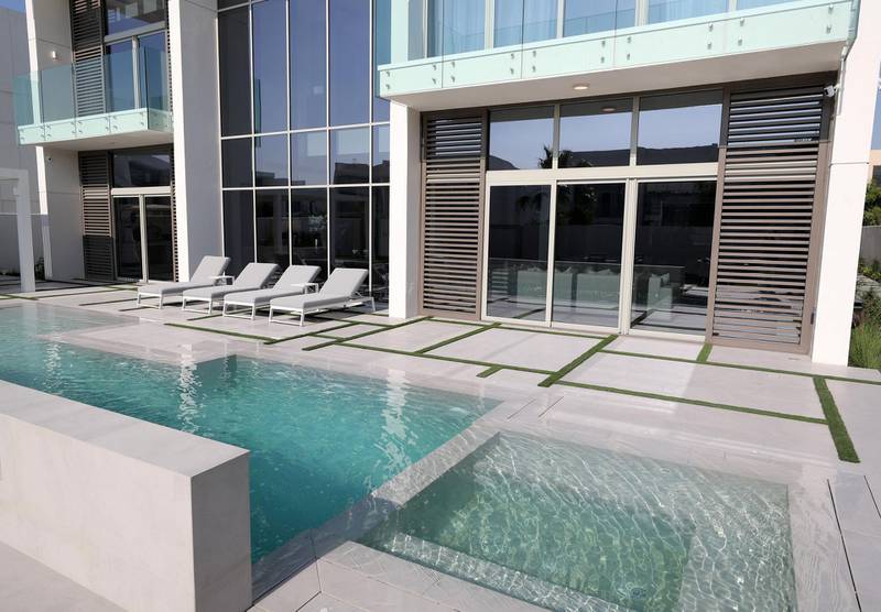 Dubai, United Arab Emirates - Reporter: Panna Munyal. Lifestyle. Homes. The pool. A peek inside a luxury home in DubaiÕs District One. Monday, February 15th, 2021. Dubai. Chris Whiteoak / The National