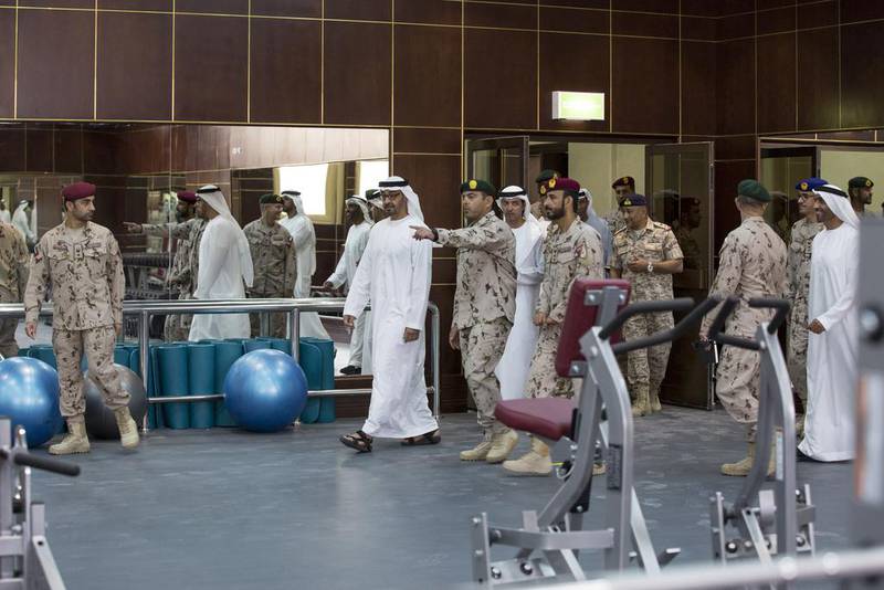 Sheikh Mohammed bin Zayed, Crown Prince of Abu Dhabi and Deputy Supreme Commander of the Armed Forces, opened the Seih Hafair Camp National Service School of the Presidential Guard on Wednesday. Ryan Carter / Crown Prince Court - Abu Dhabi