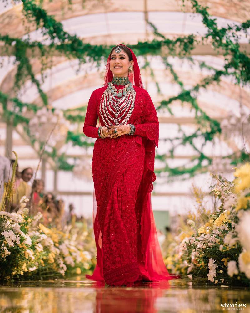 Nayanthara's outfit was custom-made by Jade, the label by designers Monica Shah and Karishma Swalin. Photo: Instagram / wikkiofficial