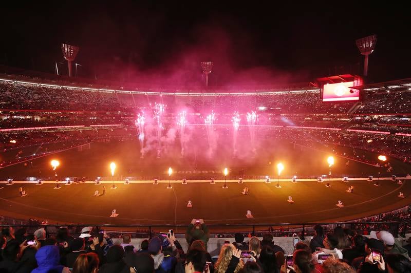 Fireworks before the match at Melbourne Cricket Ground. Getty