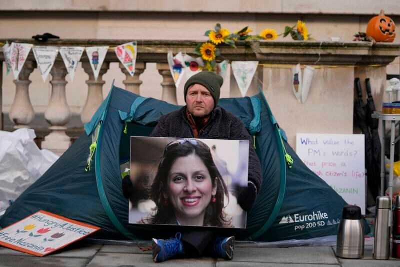 Richard Ratcliffe, husband of detained charity worker Nazanin Zaghari-Ratcliffe, continues his hunger strike in London. AP
