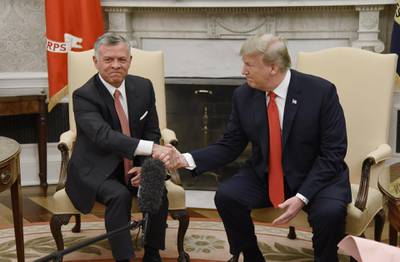 King Abdullah returned the compliment by praising Mr Trump’s 'humility'. EPA