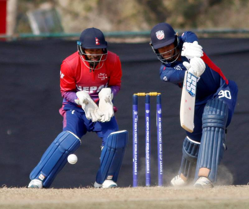 Akshay Homraj of USA during the ICC Cricket World Cup League 2 match between USA and Nepal at TU Cricket Stadium on 8 Feb 2020 in Nepal (2)