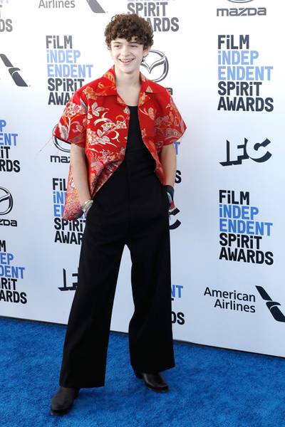 Noah Jupe arrives for the 35th Film Independent Spirit Awards in California on February 8, 2020. EPA
