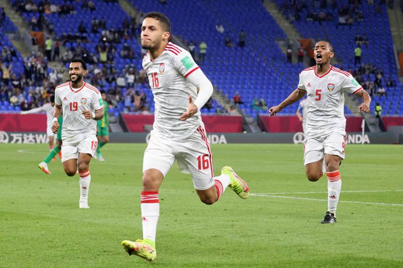 Ali Saleh celebrates scoring before seeing his effort ruled out.
