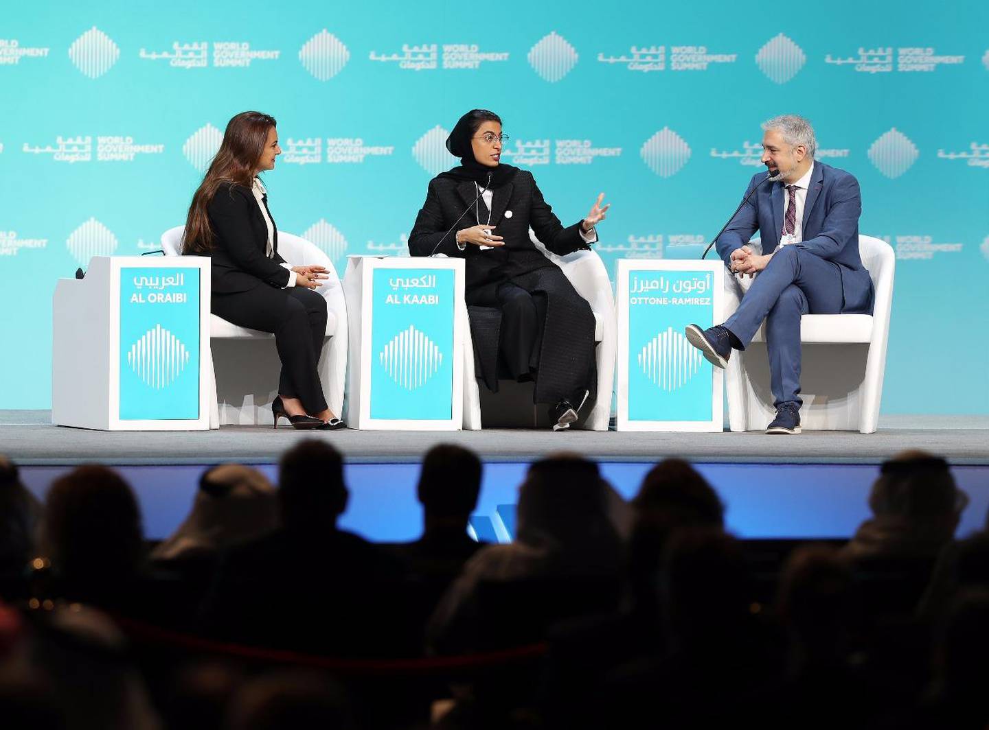 The UAE's Minister for Culture and Knowledge Development Noura Al Kaabi speaks at the World Government Summit in Dubai. Chris Whiteoak / The National