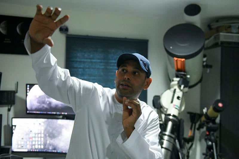 Nezar Sallam, head of the Emirates Astronomical Observatory, gives a detailed explanation on the moon sighting process for Ramadan at his observatory in Al Shahama, Abu Dhabi. All photos: Khushnum Bhandari / The National