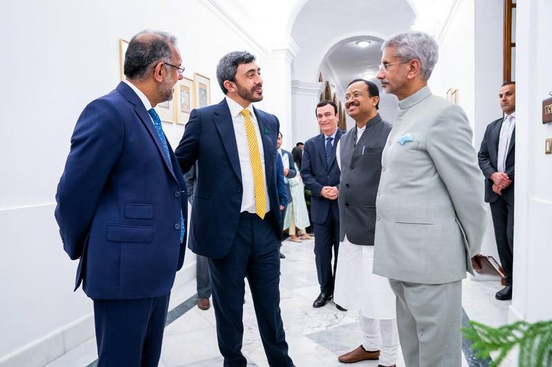 Sheikh Abdullah bin Zayed, UAE’s Minister of Foreign Affairs and International Co-operation meets Subrahmanyam Jaishankar, the Indian Minister of External Affairs in New Delhi in July 2019. Courtesy: MOFA