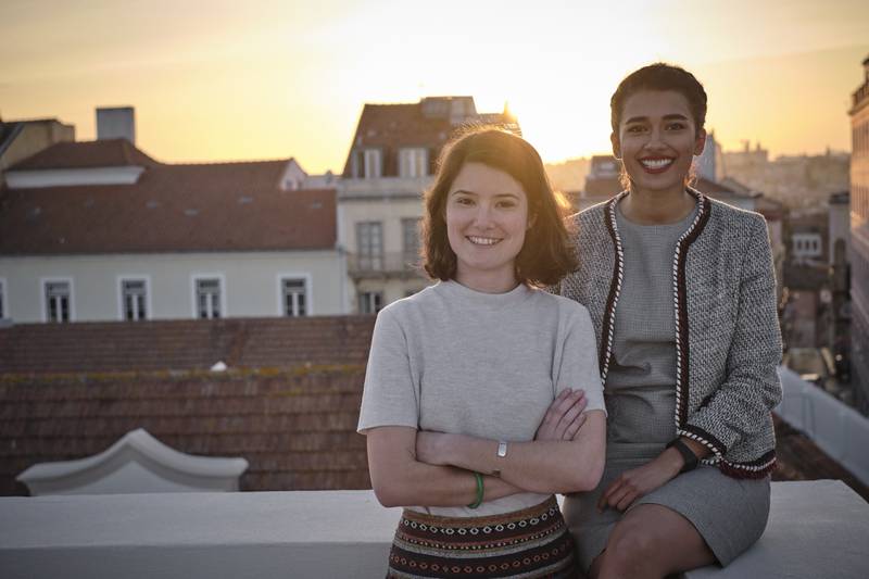 Language-learning platform Chatterbox was founded by former Afghan refugee Mursal Hedayat, right, and Guillemette Dejean after the Syrian refugee crisis. Photo: Chatterbox