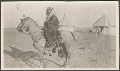 Portrait of a man on a horse, Palestine, circa 1910s-1930s. Gail O'Keefe Edson. Courtesy Akkasah Centre for Photography
