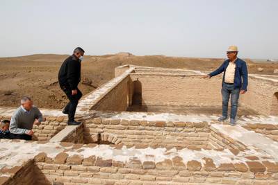 Officials inspect the ancient archaeological site of Ur, near Nassiriya, Iraq, before the planned arrival of Pope Francis. Reuters
