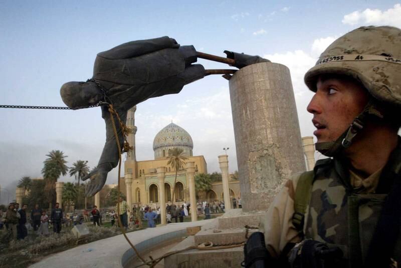 April 9, 2003: Iraq’s capital, Baghdad, falls to US forces. Saddam’s regime loses control as American troops enter the city centre. On May 1, US President George W Bush prematurely declares the end of major combat in Iraq. Reuters