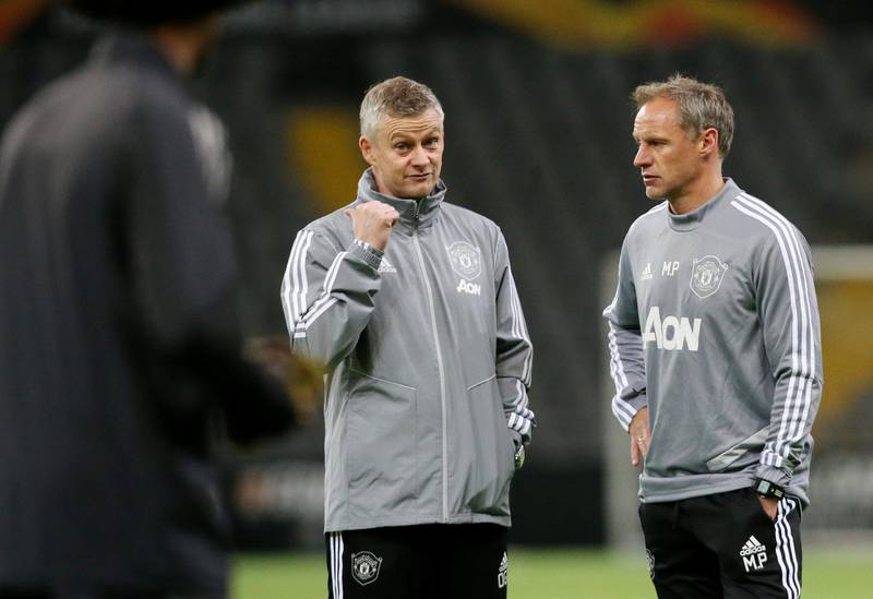 Manchester United manager Ole Gunnar Solskjaer during training on Wednesday. Reuters