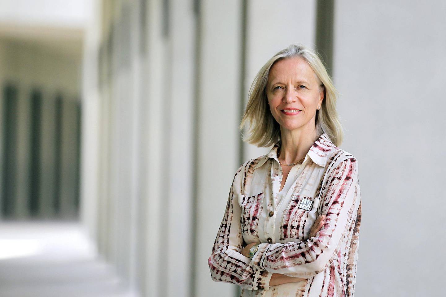 Abu Dhabi, October 10, 2019: Mariet Westermann, the new Vice-Chancellor of NYU Abu Dhabi, poses during the interview in Abu Dhabi.  Satish Kumar / For the National