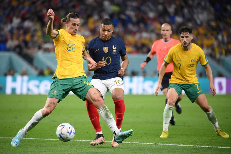 Jackson Irvine – 7. Rushed out to put in a superb tackle on Tchouameni and continued to defend aggressively all game. Unlucky to see his header hit the post. Booked for a cynical foul on Upamecano and was saved by his teammates after playing a poor pass as he tired. AFP