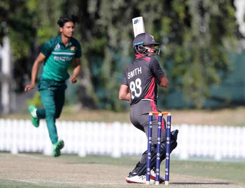 UAE's Kai Smith top-scored for his team in the U19 Asia Cup against Pakistan at the ICC Academy in Dubai on Monday, December 27, 2021. All images Chris Whiteoak/ The National