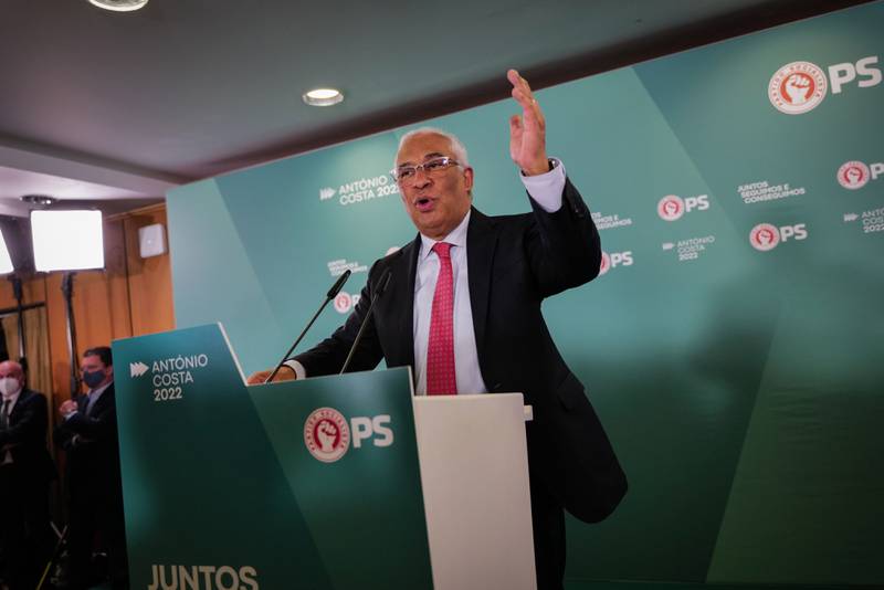 Antonio Costa, Portugal's prime minister and secretary general of the Socialist Party, speaks at an election night rally in Lisbon.  Bloomberg