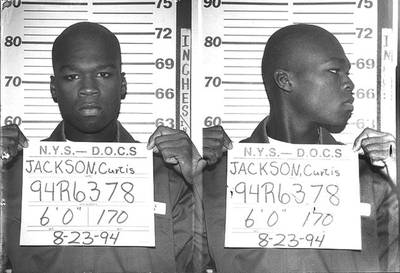Rapper 50 Cent, real name Curtis Jackson, was arrested in August 1994. Getty Images
