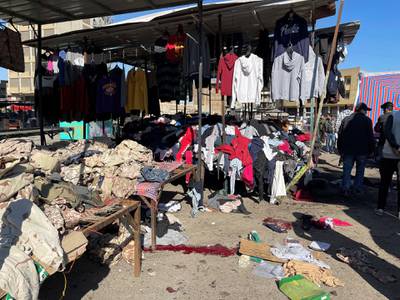 The site of a suicide attack in a central market in Baghdad. Reuters