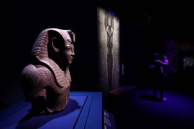 The upper part of a granodiorite  statue of Pharaoh Merneptah. AFP