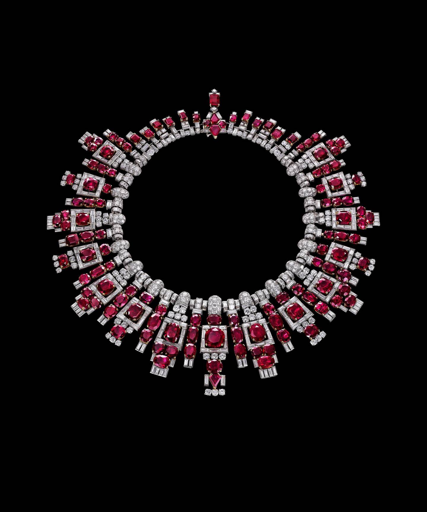 Ruby necklace from Cartier, which has boycotted trading in stones from Myanmar for the time being