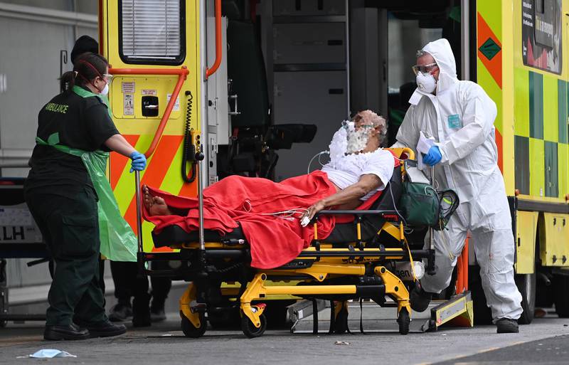 A patient is brought into the Royal London hospital in London. EPA