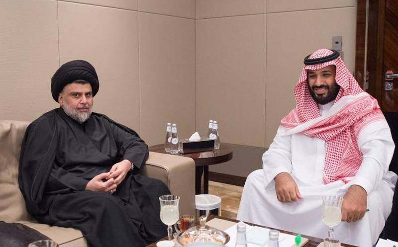 Iraqi cleric Moqtada Al Sadr with Saudi Arabia's Crown Prince Mohammed bin Salman / Credit: Saudi Press Agency