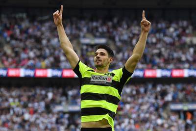 Christopher Schindler of Huddersfield Town celebrates scoring the winning penalty in the penalty shoot out after the Championship play-off final against Reading at Wembley Stadium on May 29, 2017 in London, England. Getty Images
